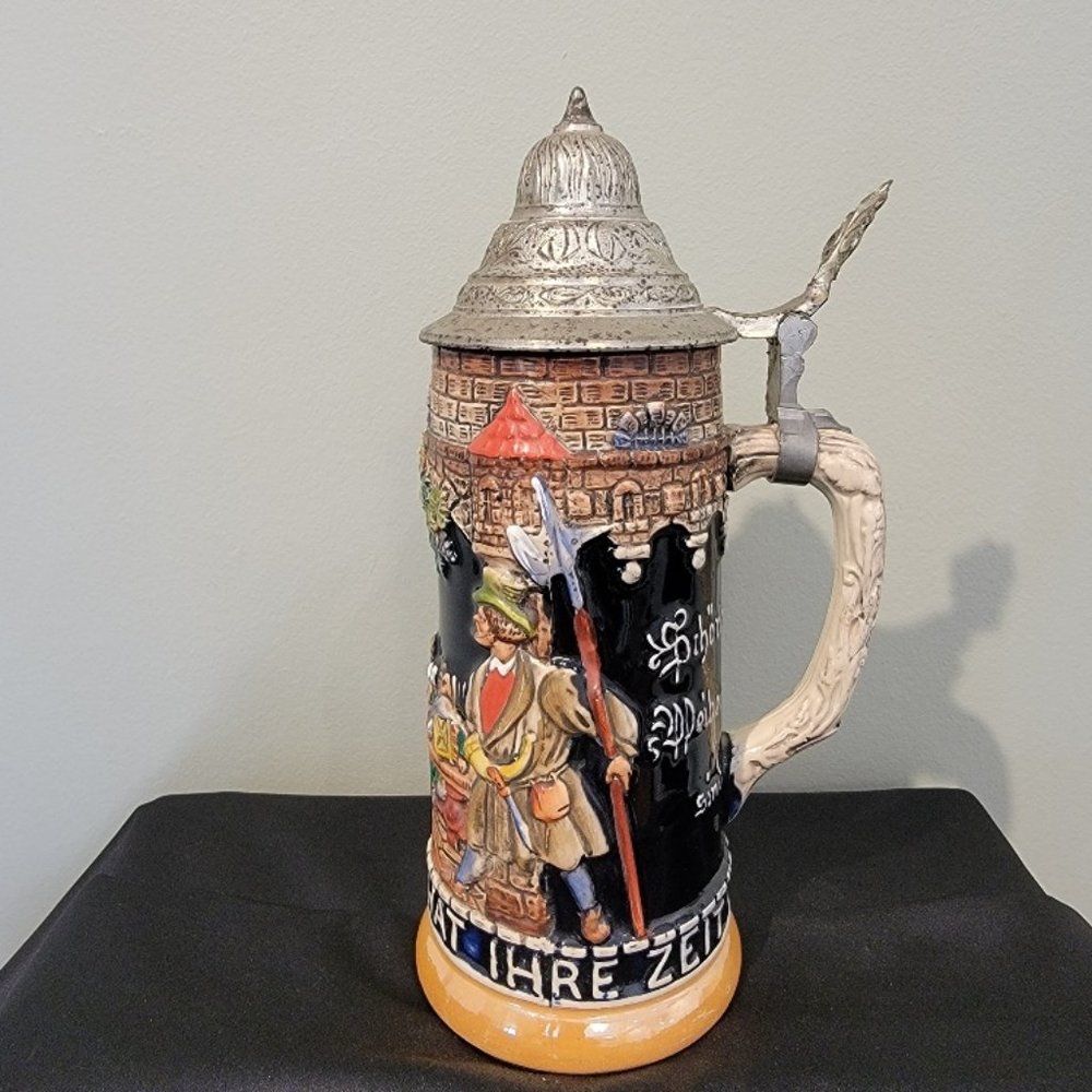 Vintage West German Beer Stein Auch Die Freud Hat Ihre Zeit
